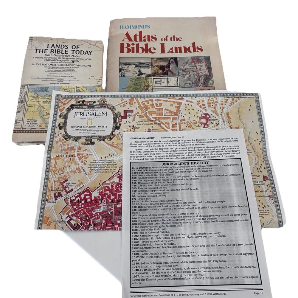 Vtg Lot 1967 Lands Of The Bible Today National Geographic Jerusalem Map Atlas